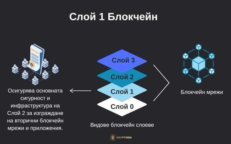Слой 1 Блокчейн. Изображение: Cryptoria.bg