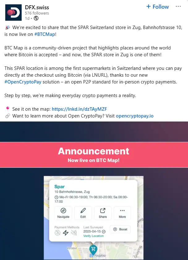 Официалното съобщение в LinkedIn. Източник: Източник: DFX Swiss