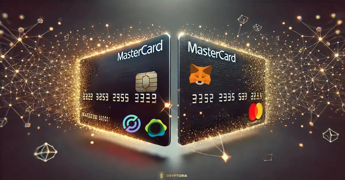 Mastercard Създава Нови Партньорства и Продукти Две карти Mastercard с MetaMask дизайн, символизиращи нови крипто плащания и партньорства.