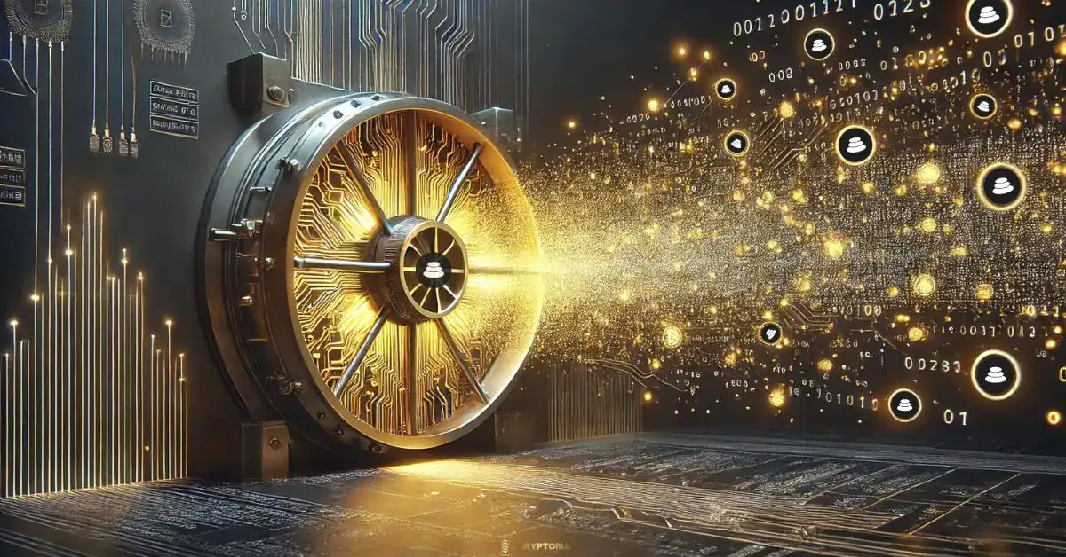 Илюстрация на атака срещу DeFi протокола Balancer, представена като дигитален сейф, от който изтичат данни и средства.