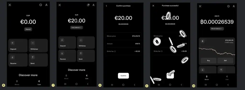 Процес на закупуване на BTC в Strike стъпка по стъпка