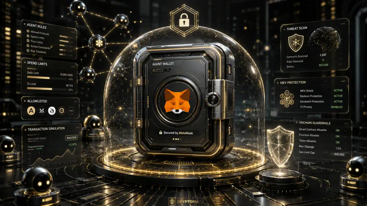 MetaMask Agent Wallet в защитена среда за автономни ИИ агенти с лимити, сканиране на заплахи и MEV защита